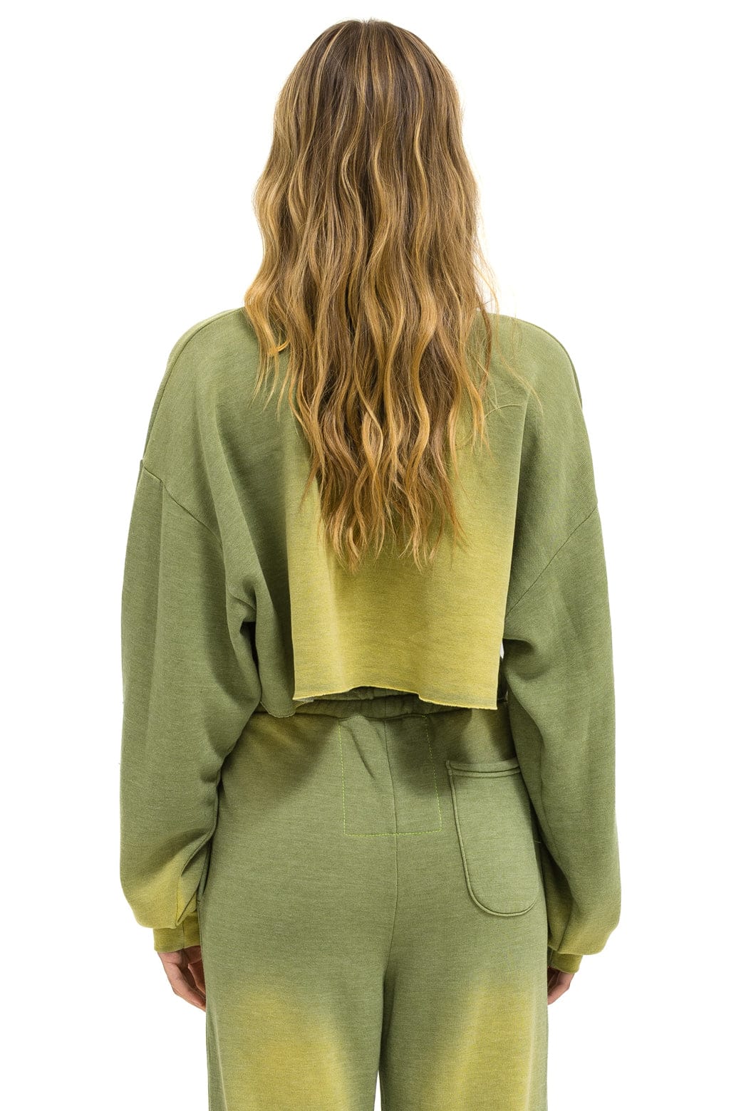 BOLT STITCH CROPPED CREW SWEATSHIRT RELAXED - FADED ARMY - Image 3