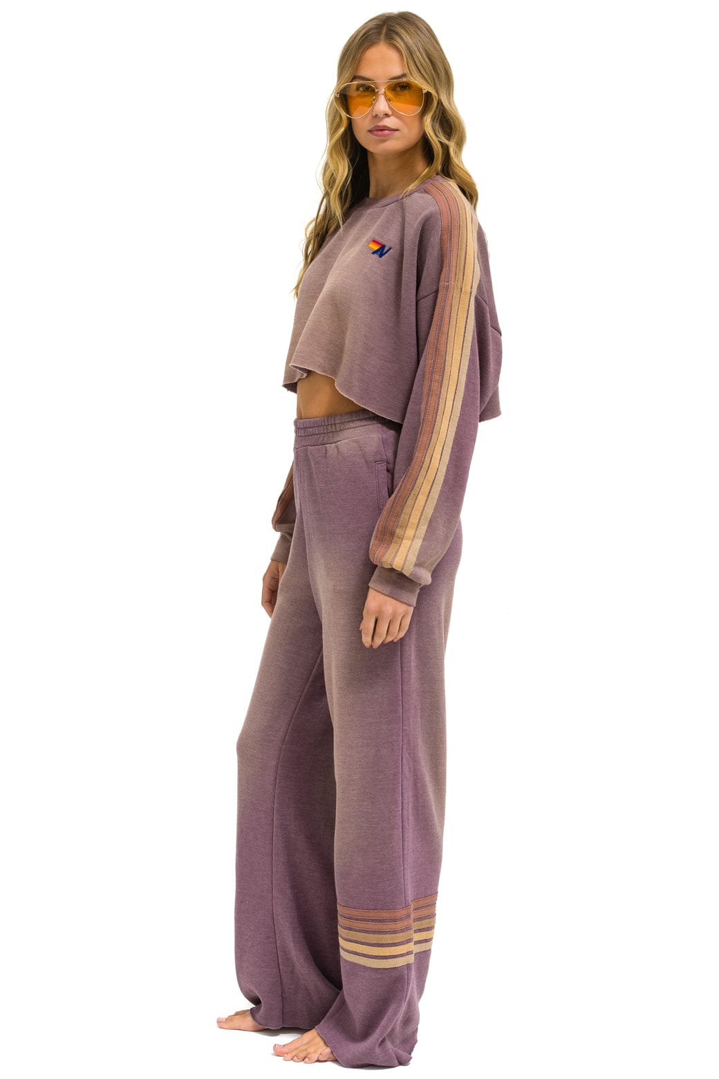 RUGBY STITCH WIDE LEG POCKET SWEATPANTS - FADED MOCHA - Image 5