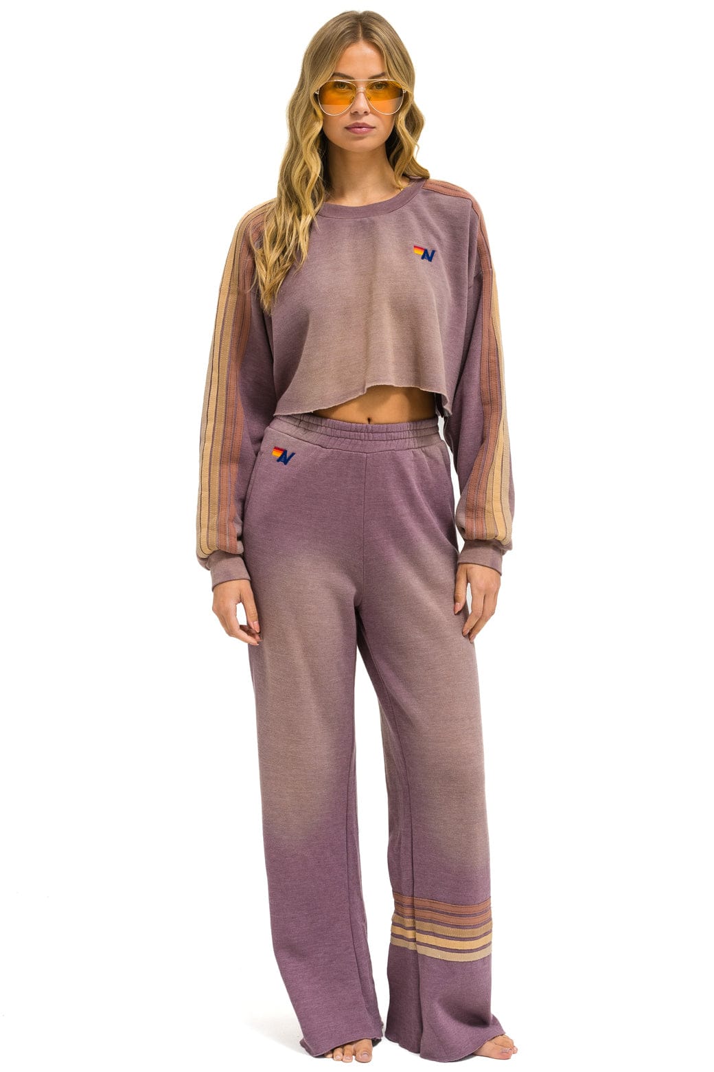 RUGBY STITCH WIDE LEG POCKET SWEATPANTS - FADED MOCHA - Image 6