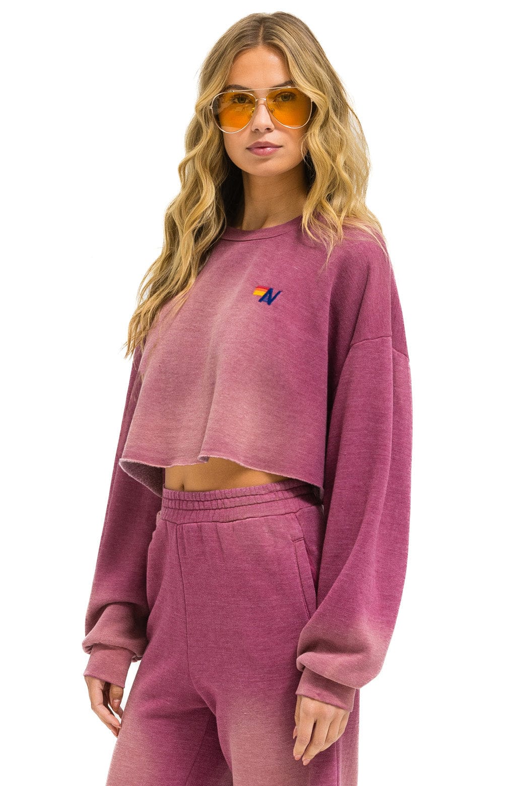 ESSENTIAL CROPPED CREW SWEATSHIRT RELAXED - FADED BERRY - Image 2