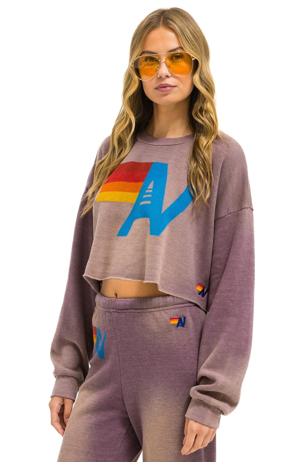 VINTAGE LOGO CROPPED CREW SWEATSHIRT RELAXED - FADED MOCHA - Image 2