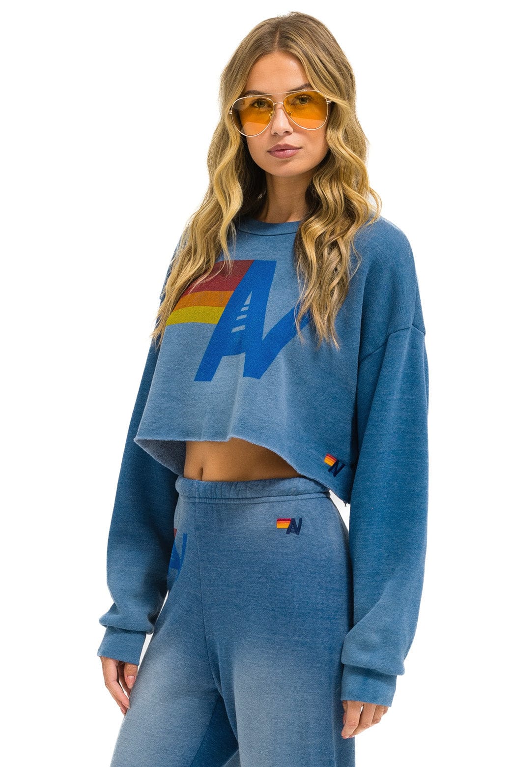 VINTAGE LOGO CROPPED CREW SWEATSHIRT RELAXED - FADED WATER - Image 3