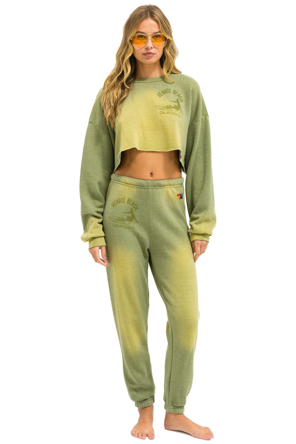 VENICE SURFER CROPPED CREW SWEATSHIRT RELAXED - FADED ARMY - Image 5