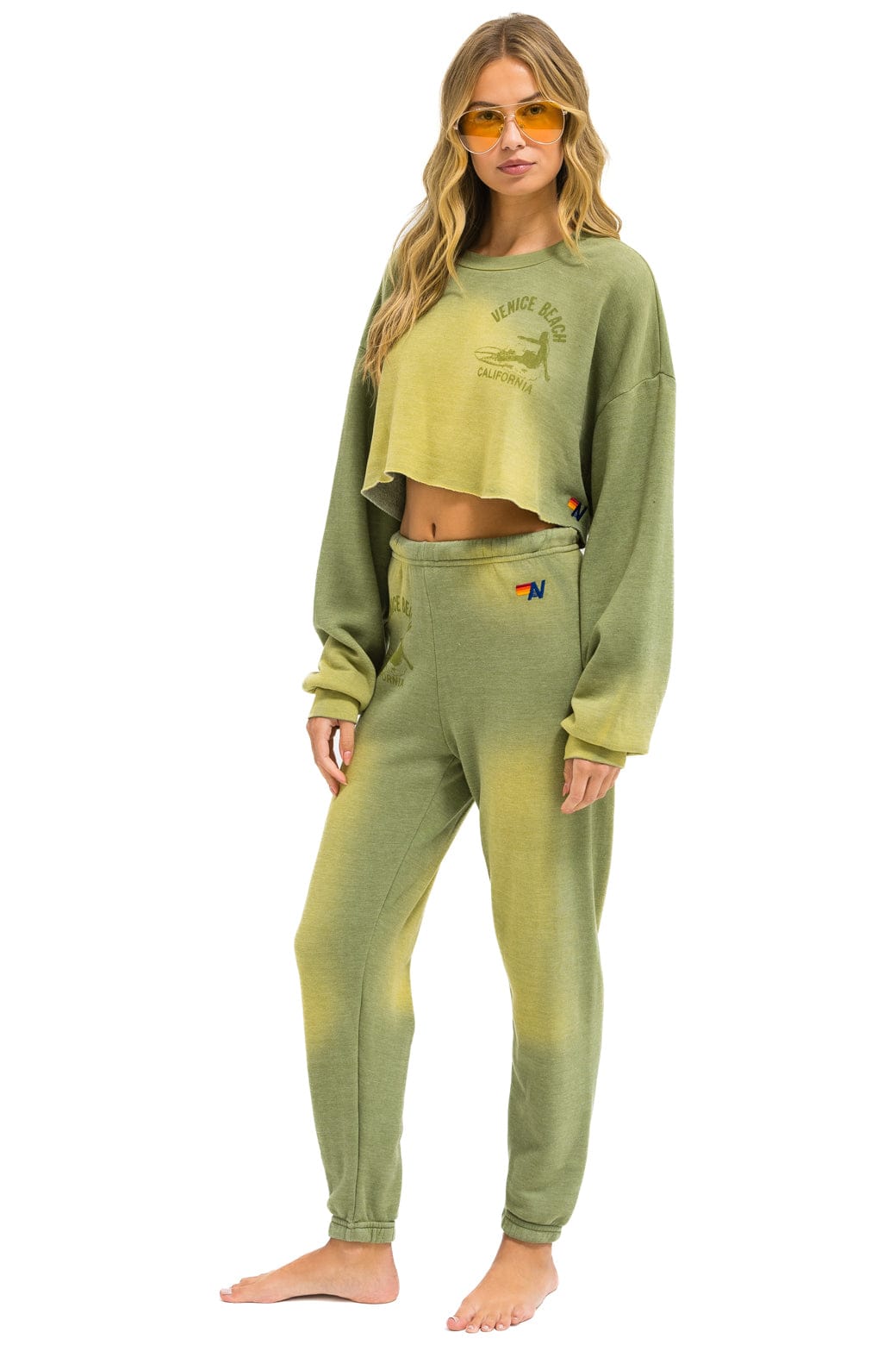 VENICE SURFER CROPPED CREW SWEATSHIRT RELAXED - FADED ARMY - Image 6