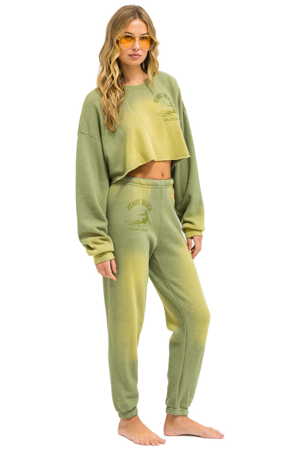 VENICE SURFER CROPPED CREW SWEATSHIRT RELAXED - FADED ARMY - Image 7