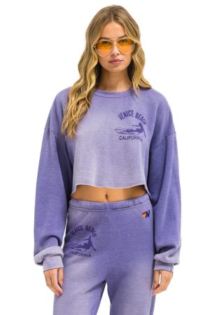 VENICE SURFER CROPPED CREW SWEATSHIRT RELAXED - FADED GRAPE