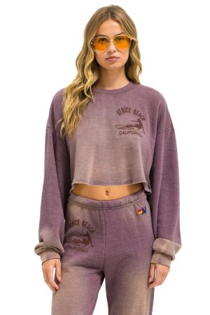 VENICE SURFER CROPPED CREW SWEATSHIRT RELAXED - FADED MOCHA
