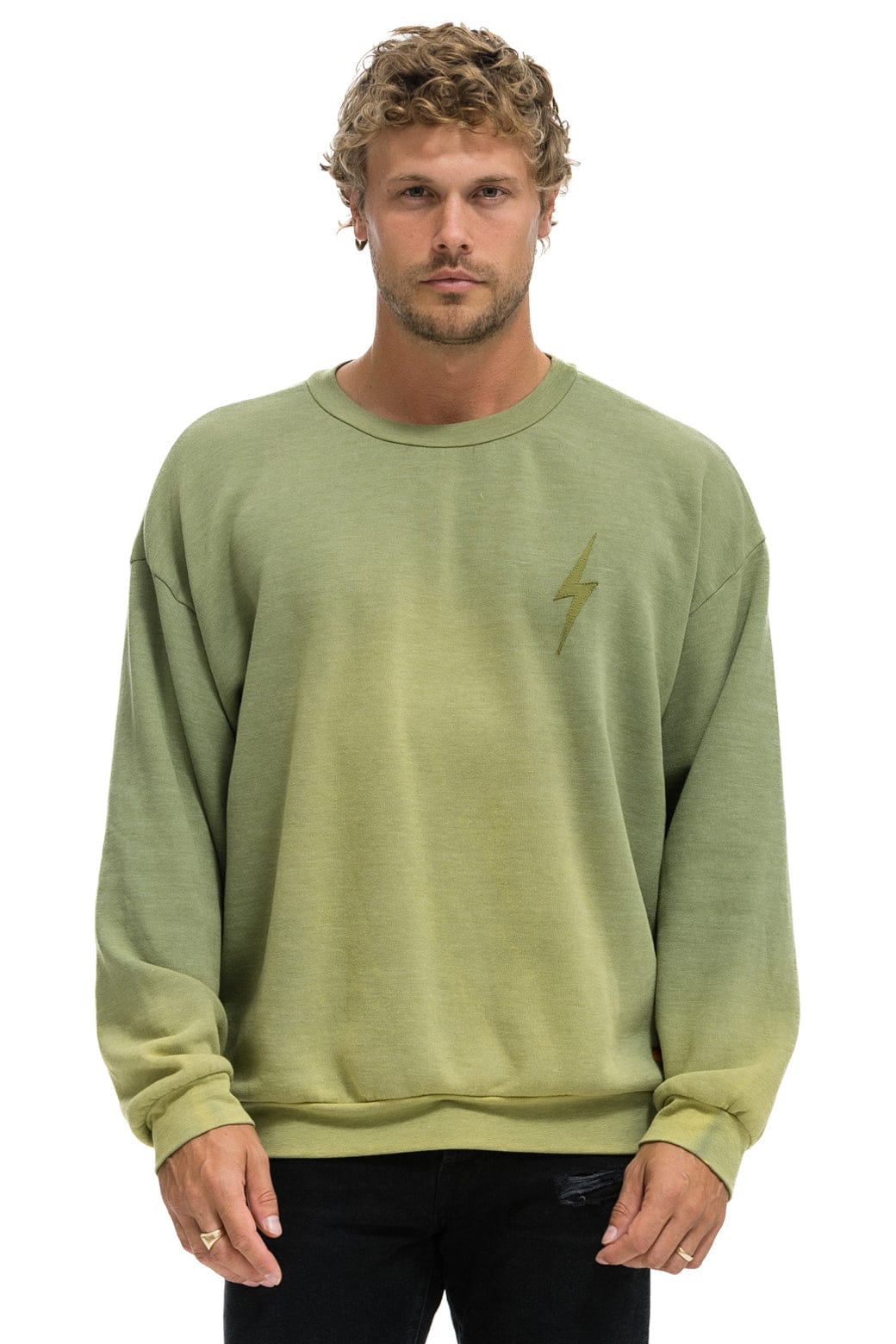 BOLT STITCH 2 RELAXED CREW SWEATSHIRT - FADED ARMY - Image 2