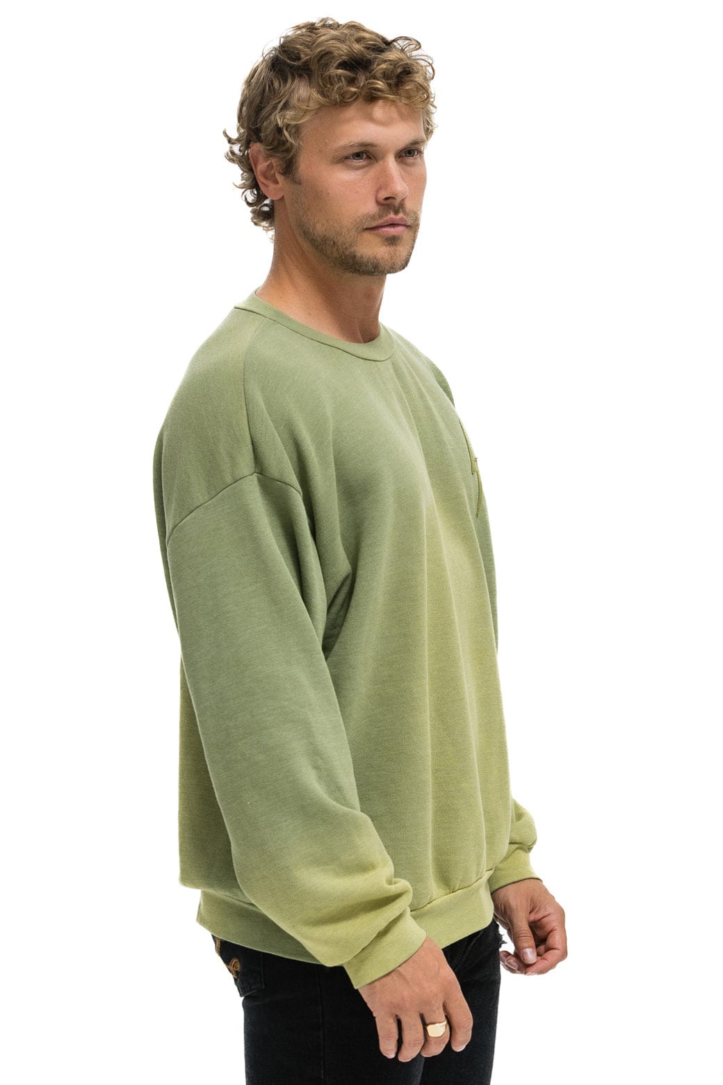 BOLT STITCH 2 RELAXED CREW SWEATSHIRT - FADED ARMY - Image 6
