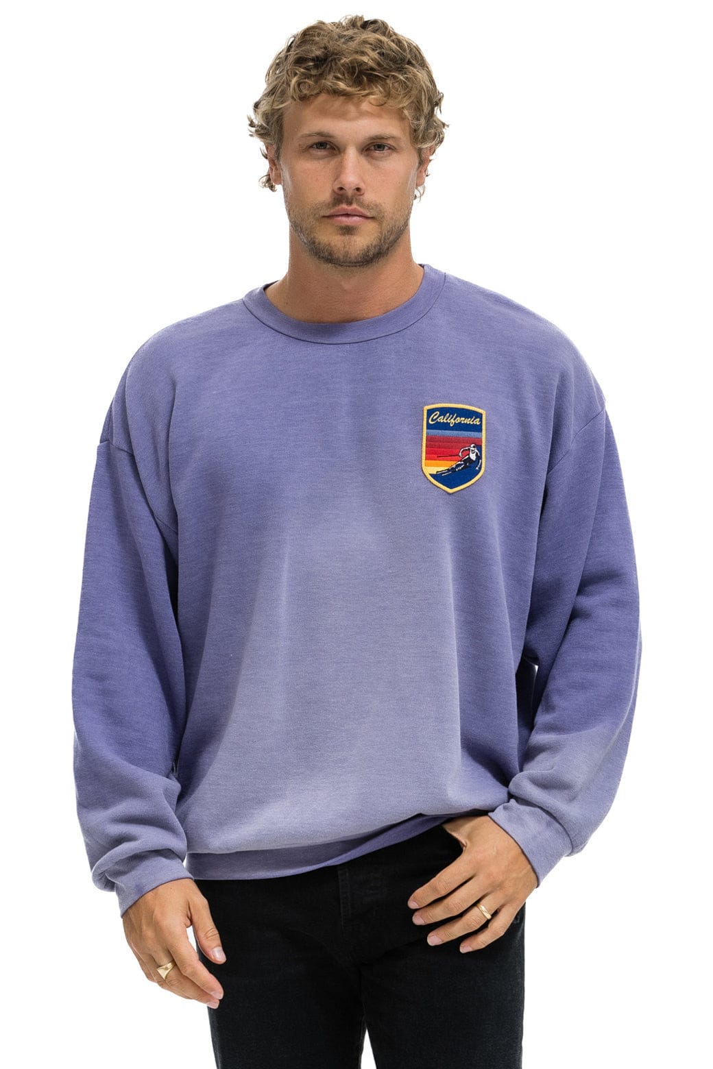 CALIFORNIA SKIER PATCH RELAXED CREW SWEATSHIRT - FADED GRAPE - Image 2