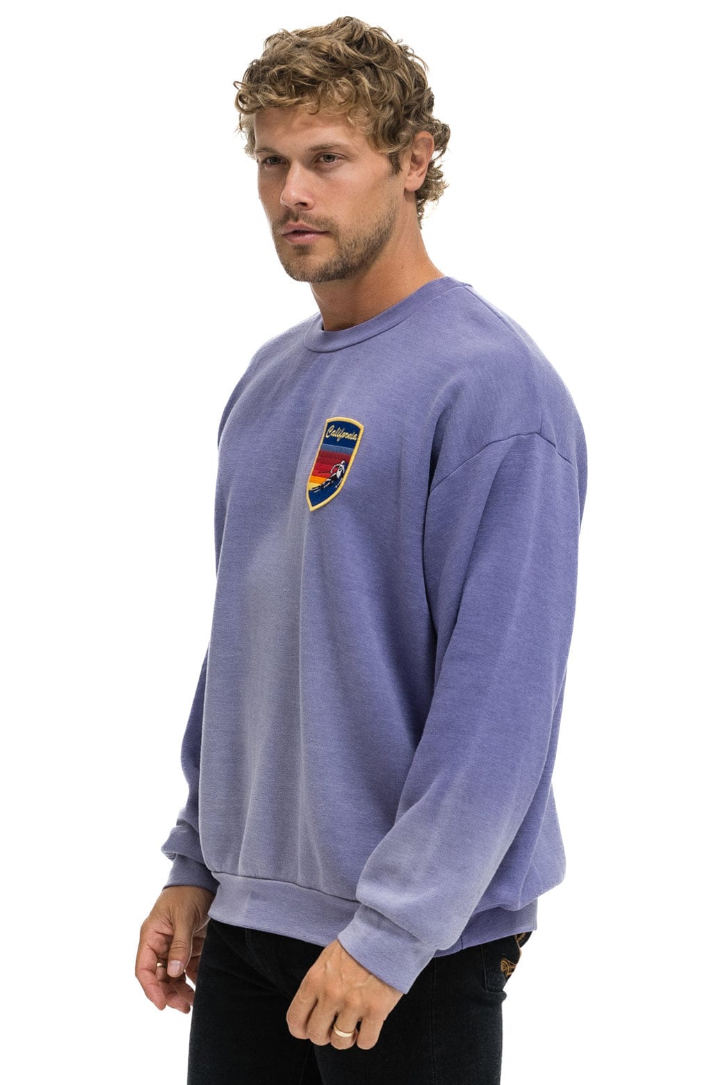 CALIFORNIA SKIER PATCH RELAXED CREW SWEATSHIRT - FADED GRAPE - Image 4