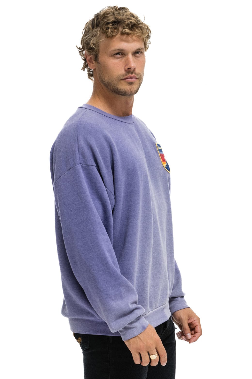 CALIFORNIA SKIER PATCH RELAXED CREW SWEATSHIRT - FADED GRAPE - Image 6