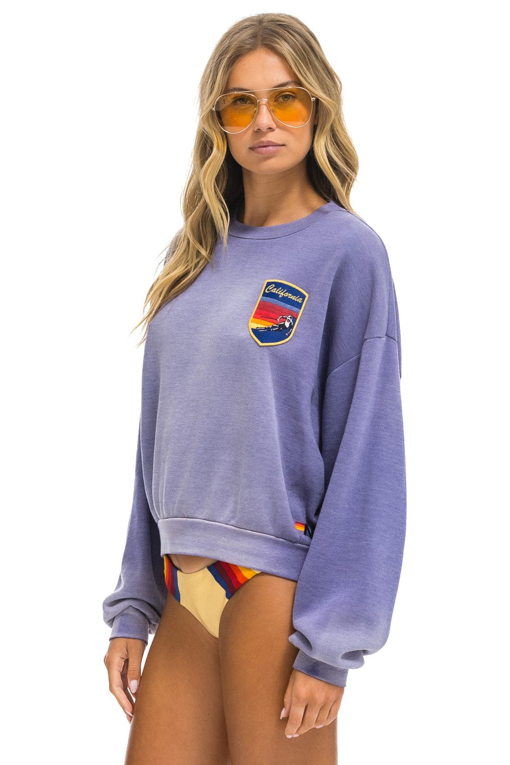 CALIFORNIA SKIER PATCH RELAXED CREW SWEATSHIRT - FADED GRAPE - Image 3