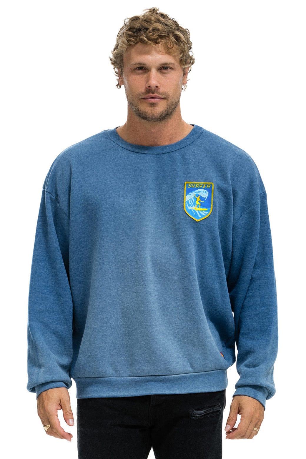SURFER WAVE PATCH RELAXED CREW SWEATSHIRT - FADED WATER - Image 2