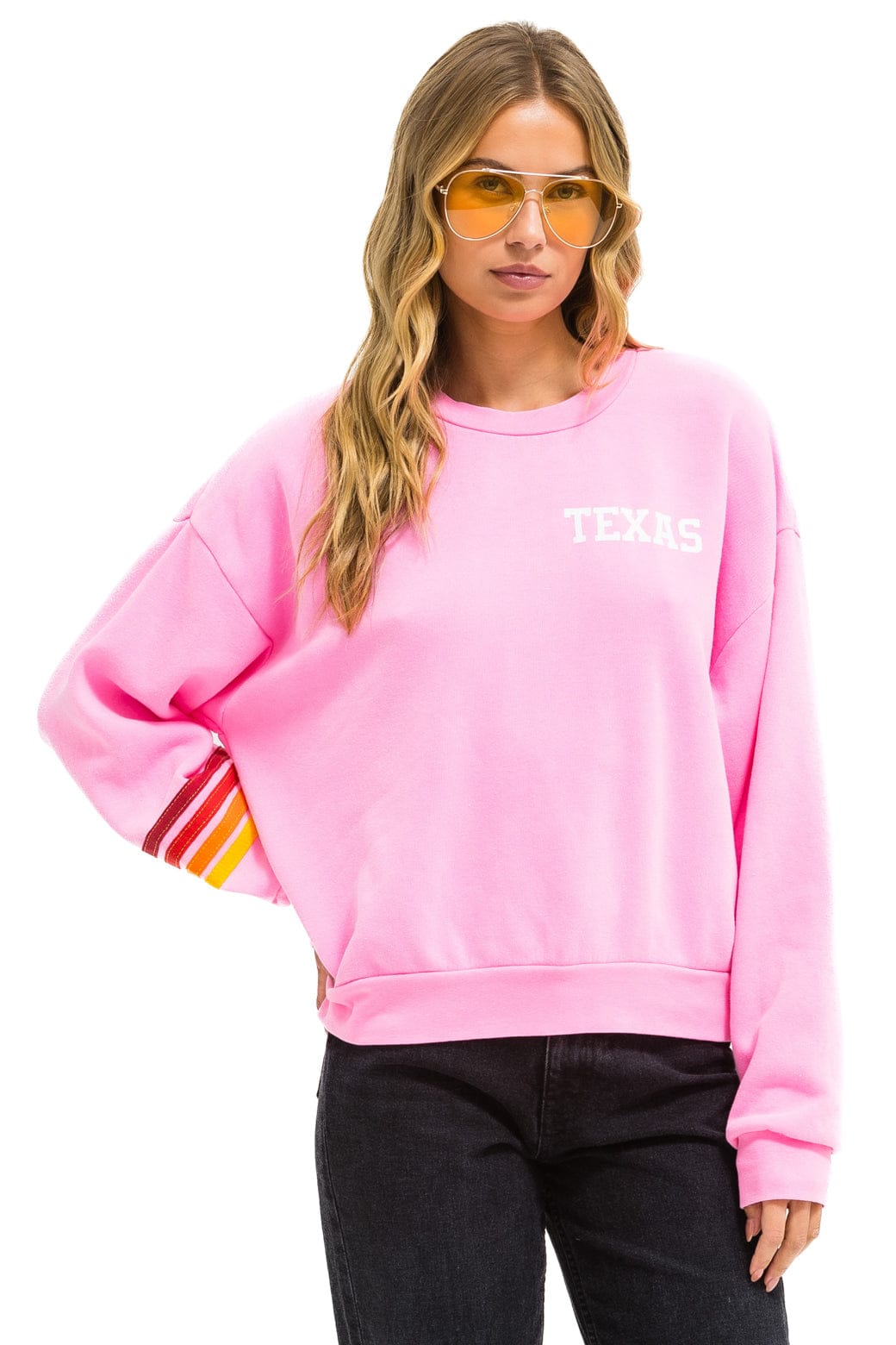 UNIVERSITY OF TEXAS RUGBY STITCH CREW SWEATSHIRT RELAXED - NEON PINK - Image 2