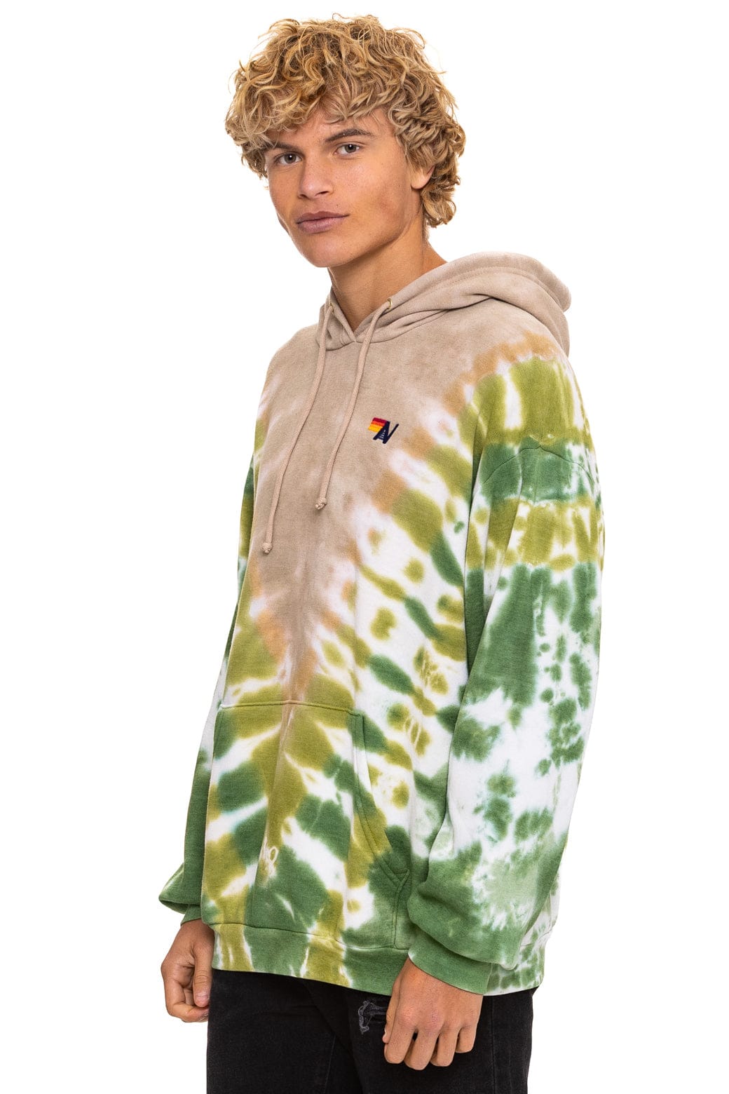 HAND DYED V RELAXED PULLOVER HOODIE - TIE DYE SAND // JUNGLE - Image 6