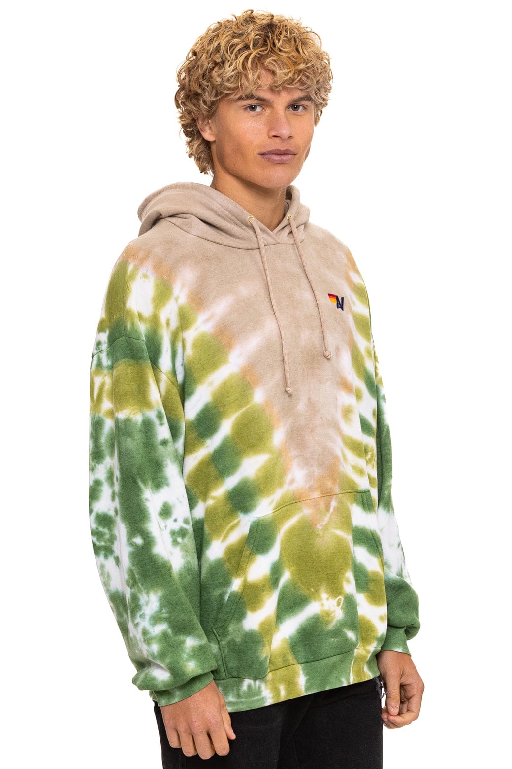 HAND DYED V RELAXED PULLOVER HOODIE - TIE DYE SAND // JUNGLE - Image 8