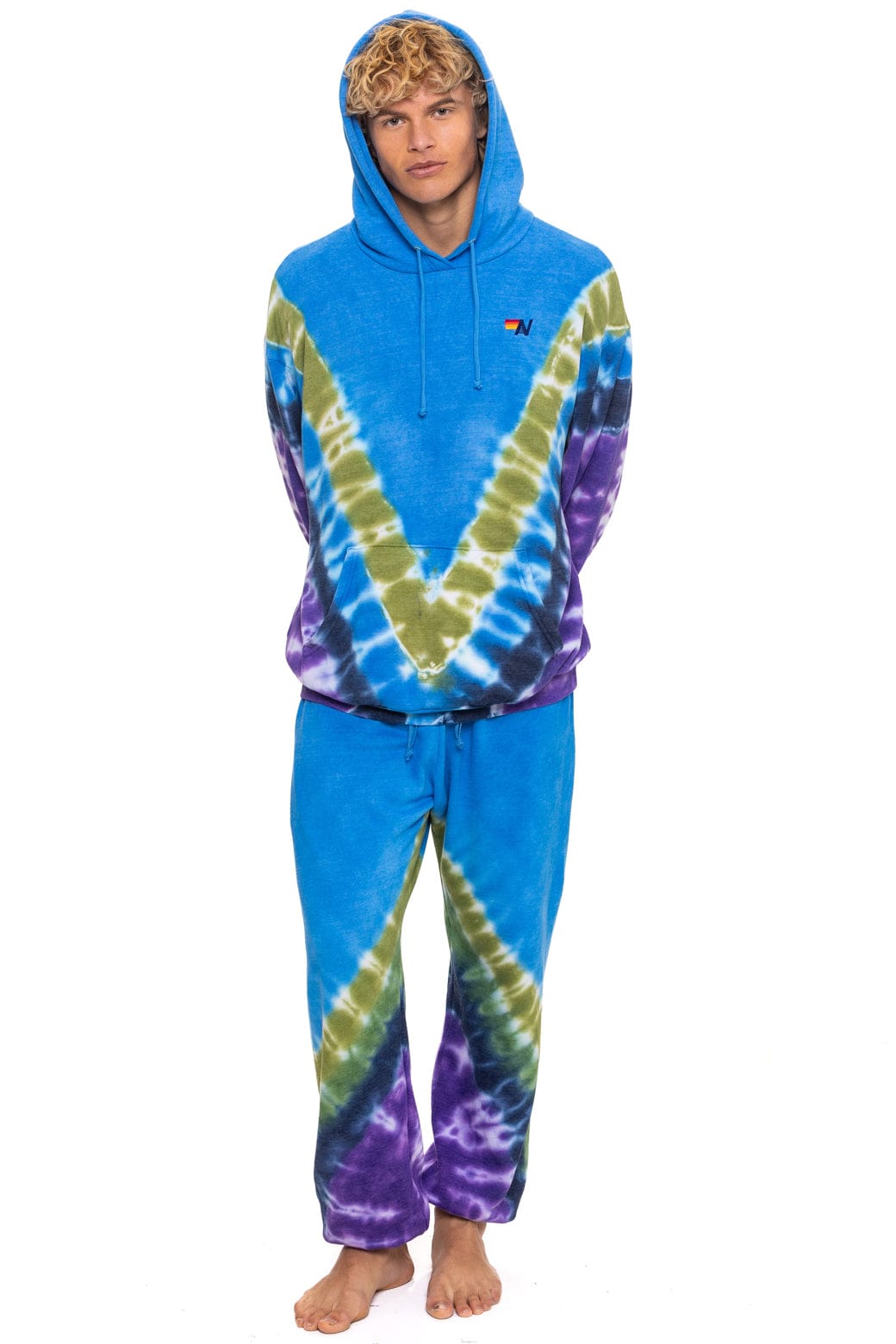 HAND DYED V RELAXED PULLOVER HOODIE - TIE DYE OCEAN // PURPLE - Image 4