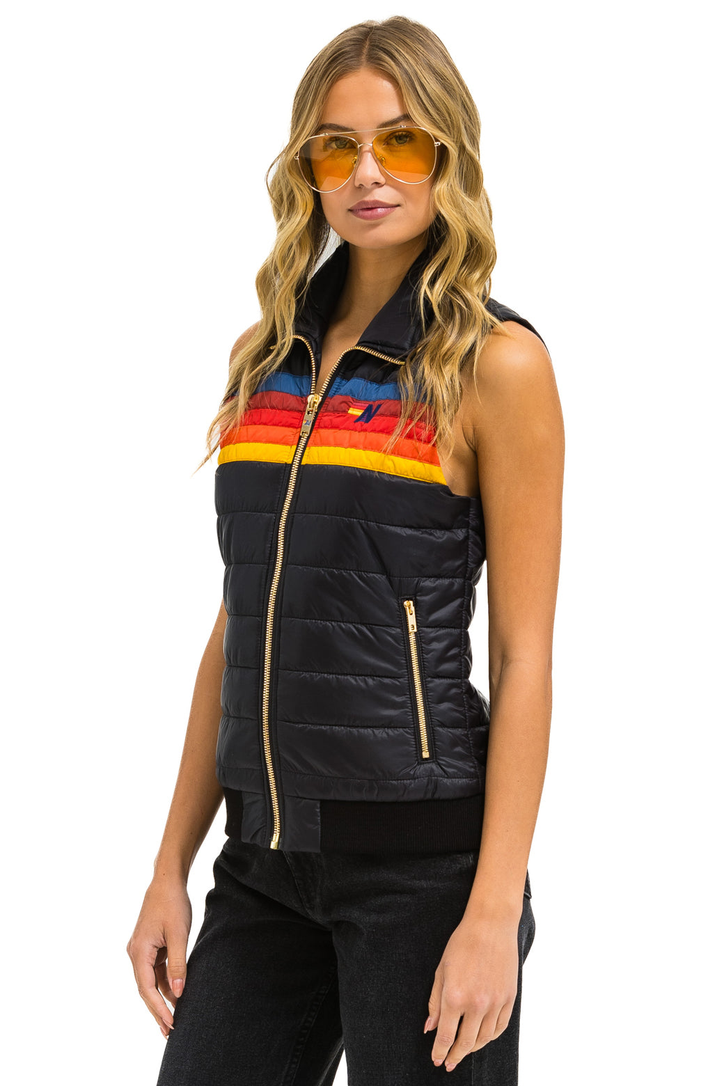 WOMEN'S 5 STRIPE VEST - BLACK - Image 2