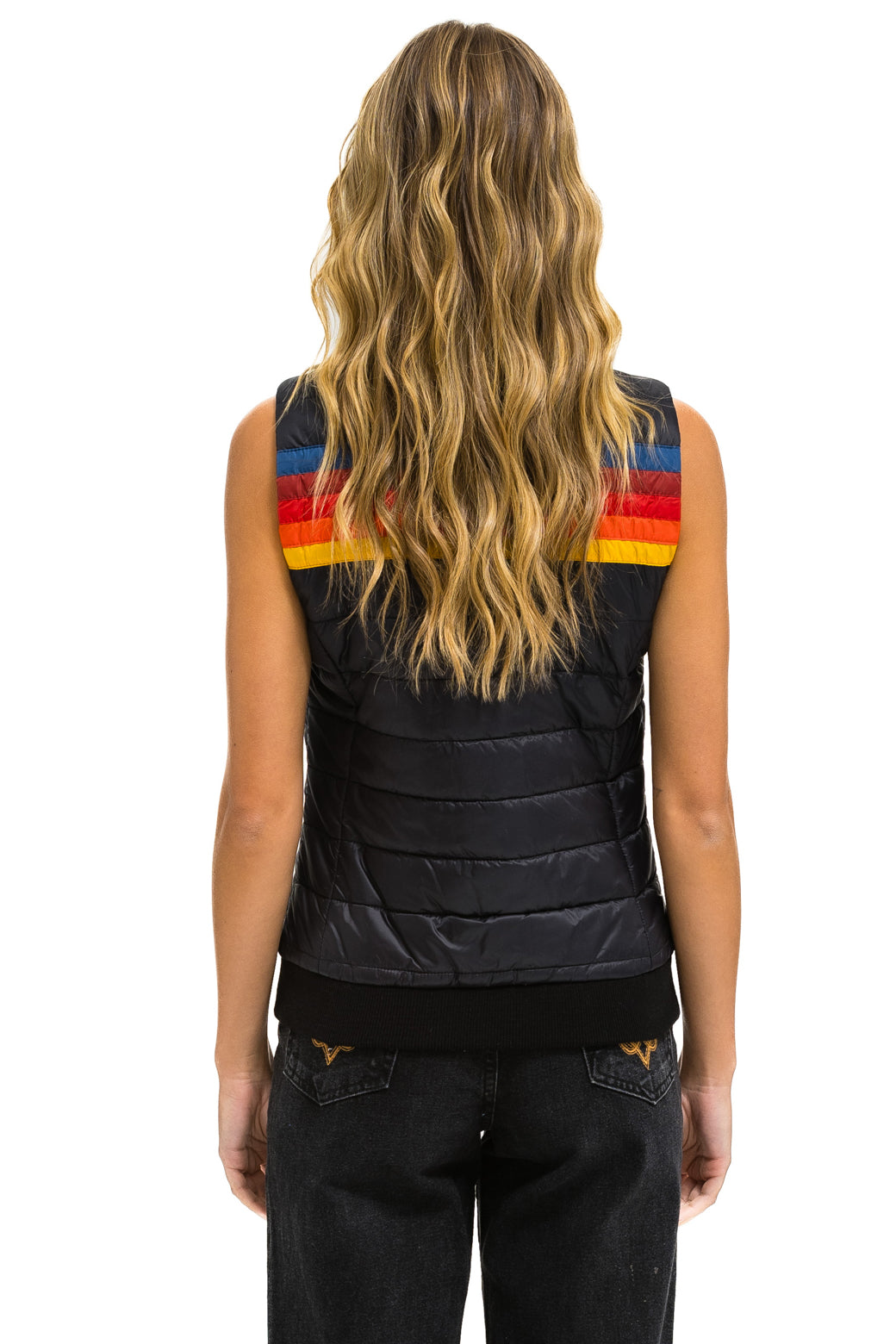 WOMEN'S 5 STRIPE VEST - BLACK - Image 5