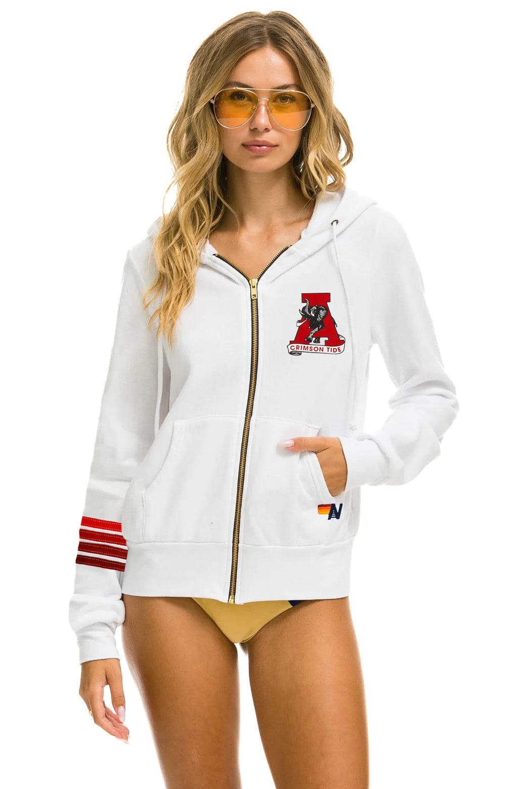 UNIVERSITY OF ALABAMA ROLL TIDE ZIP HOODIE - WHITE - Image 3
