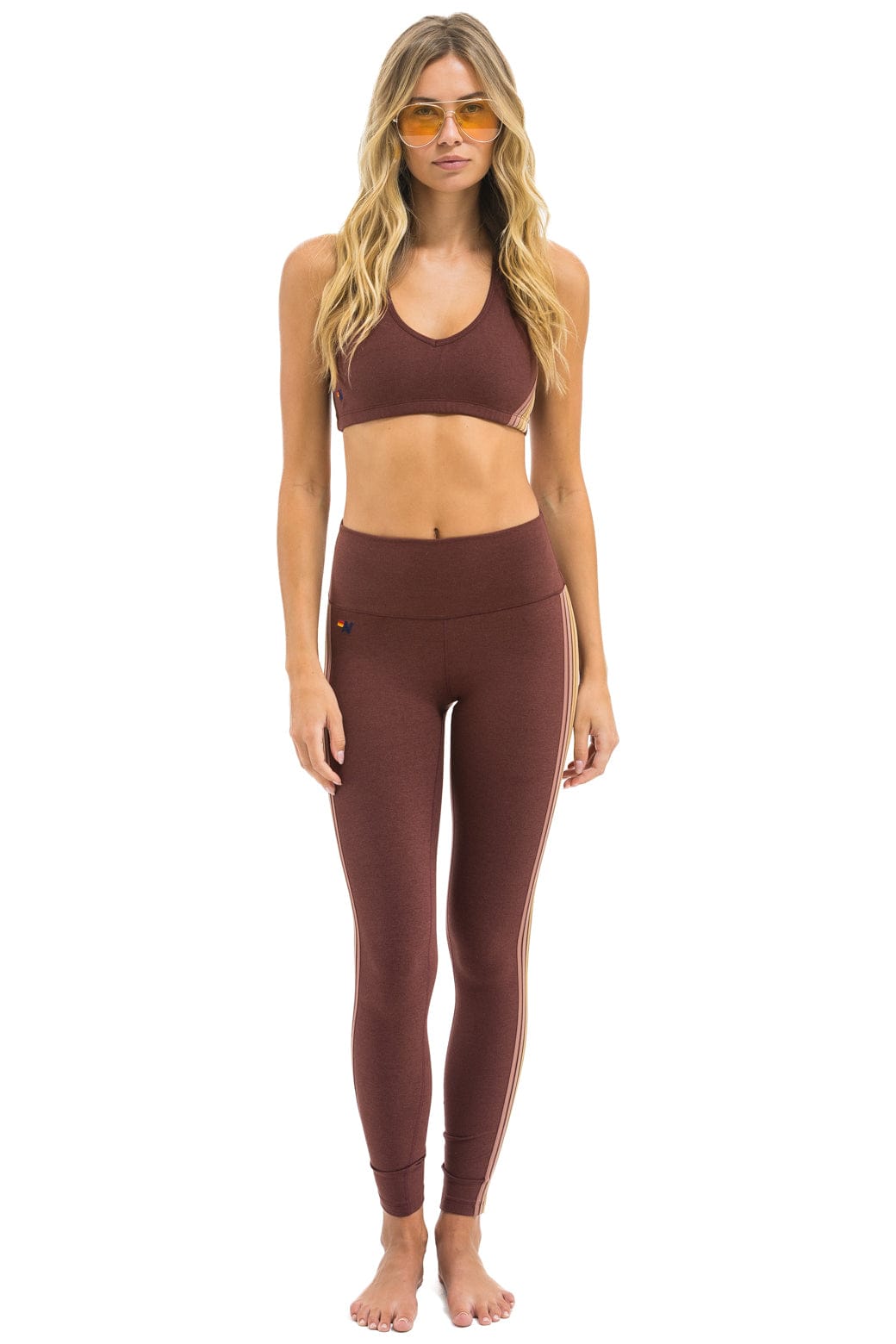 FULL LENGTH HI-RISE 5 STRIPE LEGGINGS - MOCHA - Image 2