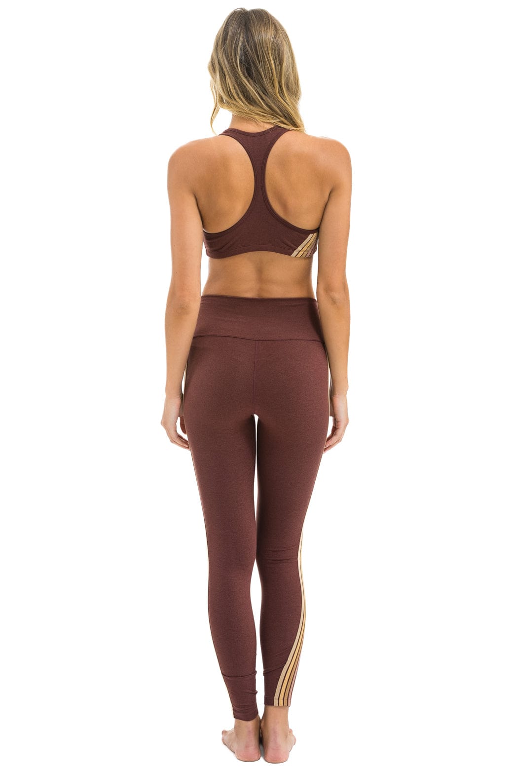 FULL LENGTH HI-RISE 5 STRIPE LEGGINGS - MOCHA - Image 4