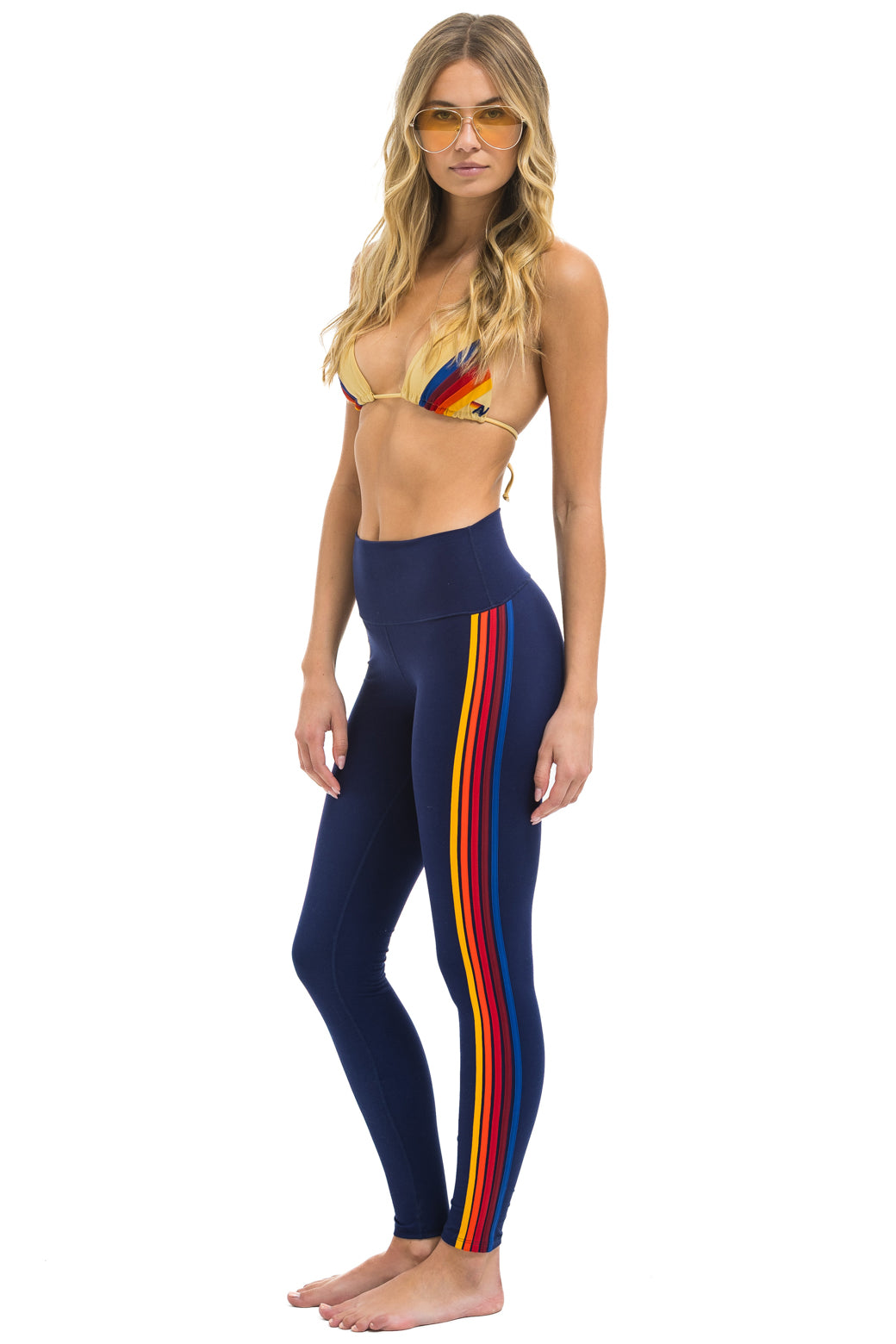 FULL LENGTH HI-RISE 5 STRIPE LEGGINGS - NAVY - Image 3