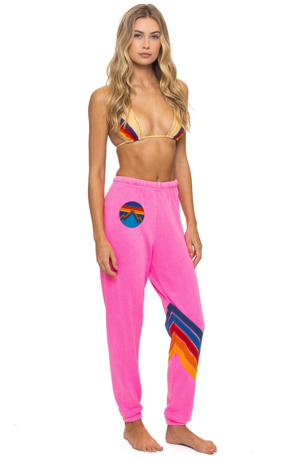 ALL SEASONS CIRCLE CHEVRON SWEATPANTS - NEON PINK - Image 3