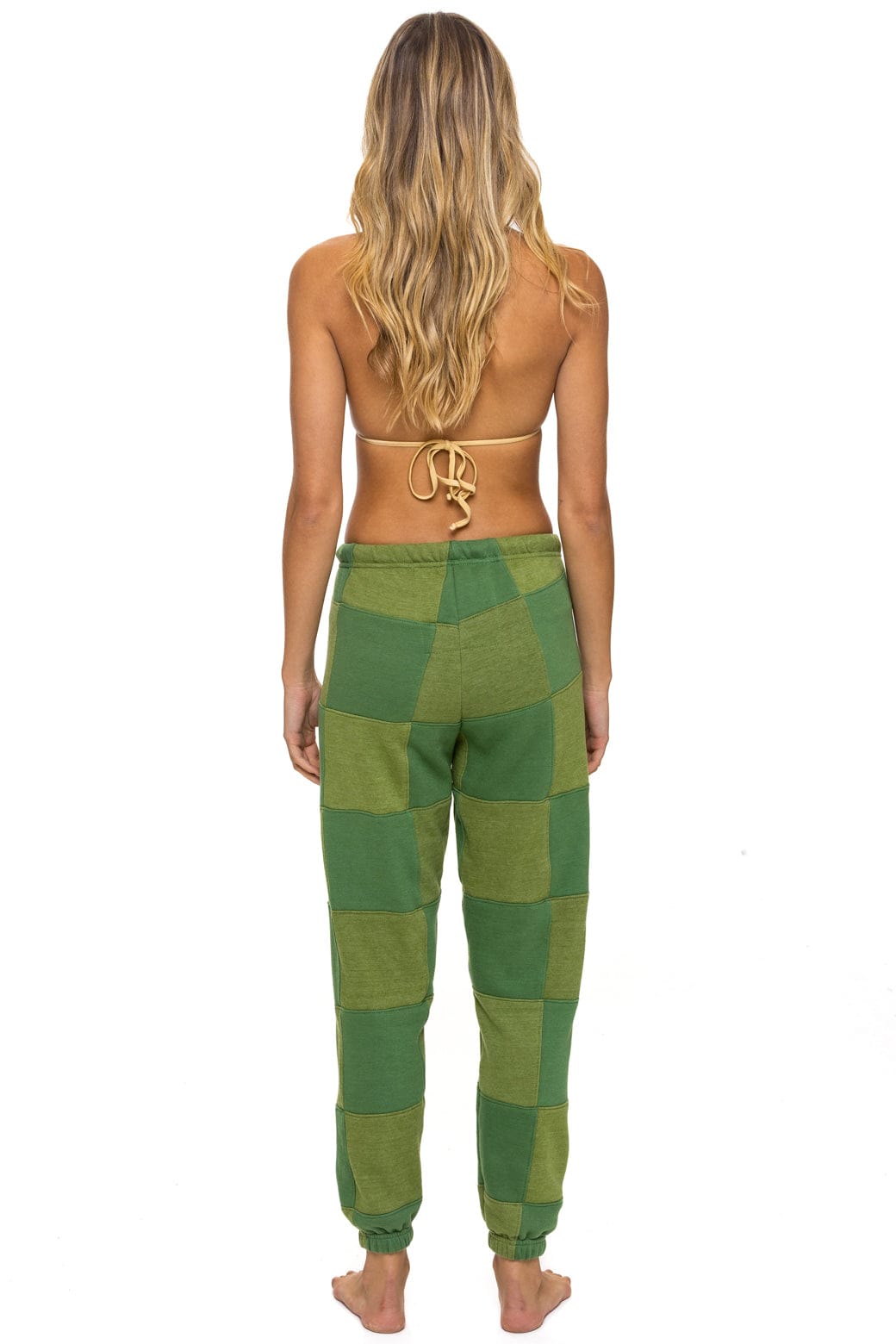 CHECK QUILTED SWEATPANTS - JUNGLE GREEN // PALM - Image 6