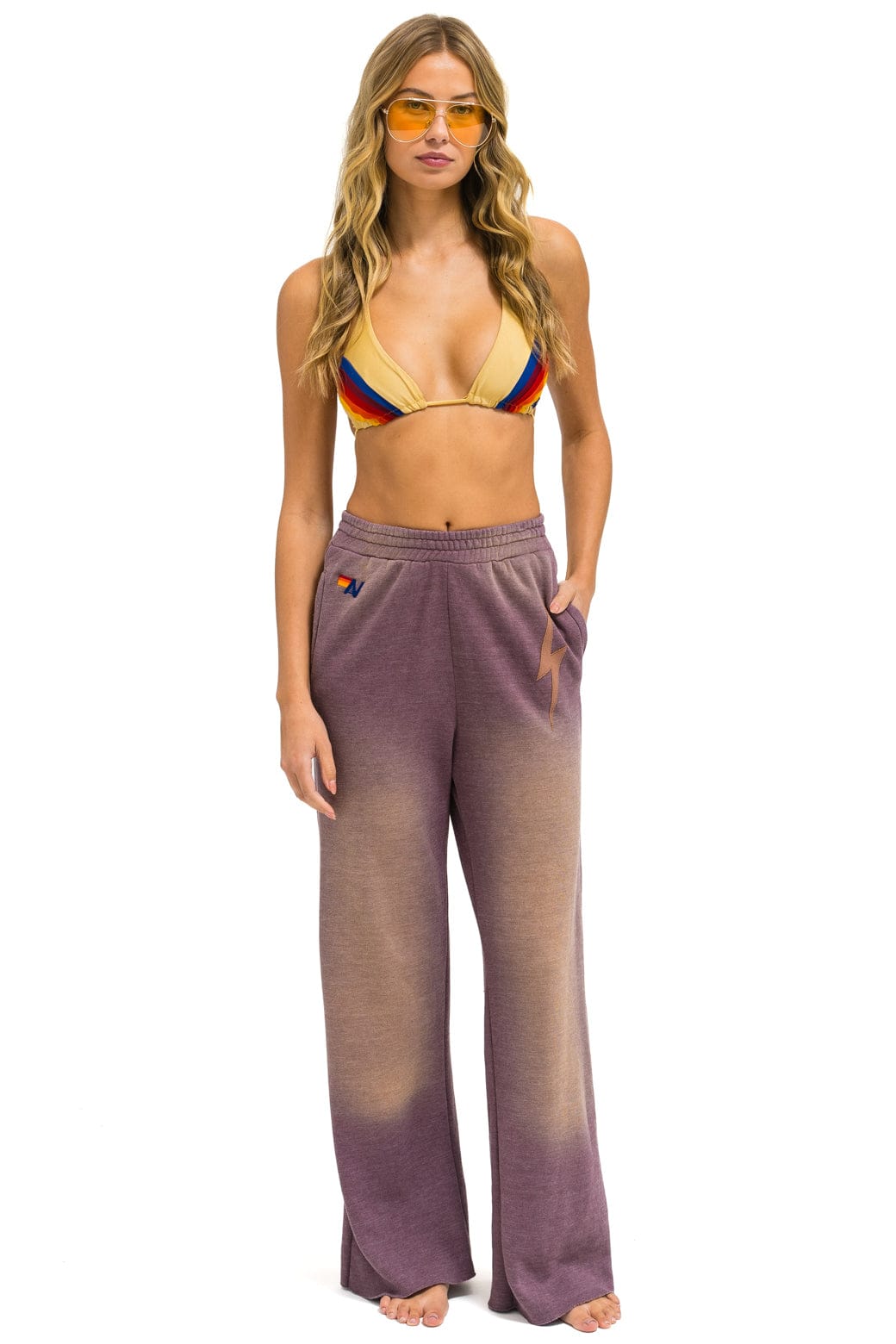BOLT STITCH WIDE LEG POCKET SWEATPANTS - FADED MOCHA - Image 3