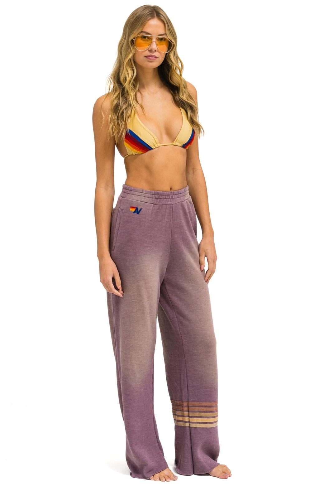 RUGBY STITCH WIDE LEG POCKET SWEATPANTS - FADED MOCHA - Image 3
