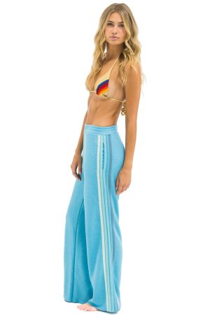 5 STRIPE WIDE LEG POCKET SWEATPANTS - AQUA // AQUA