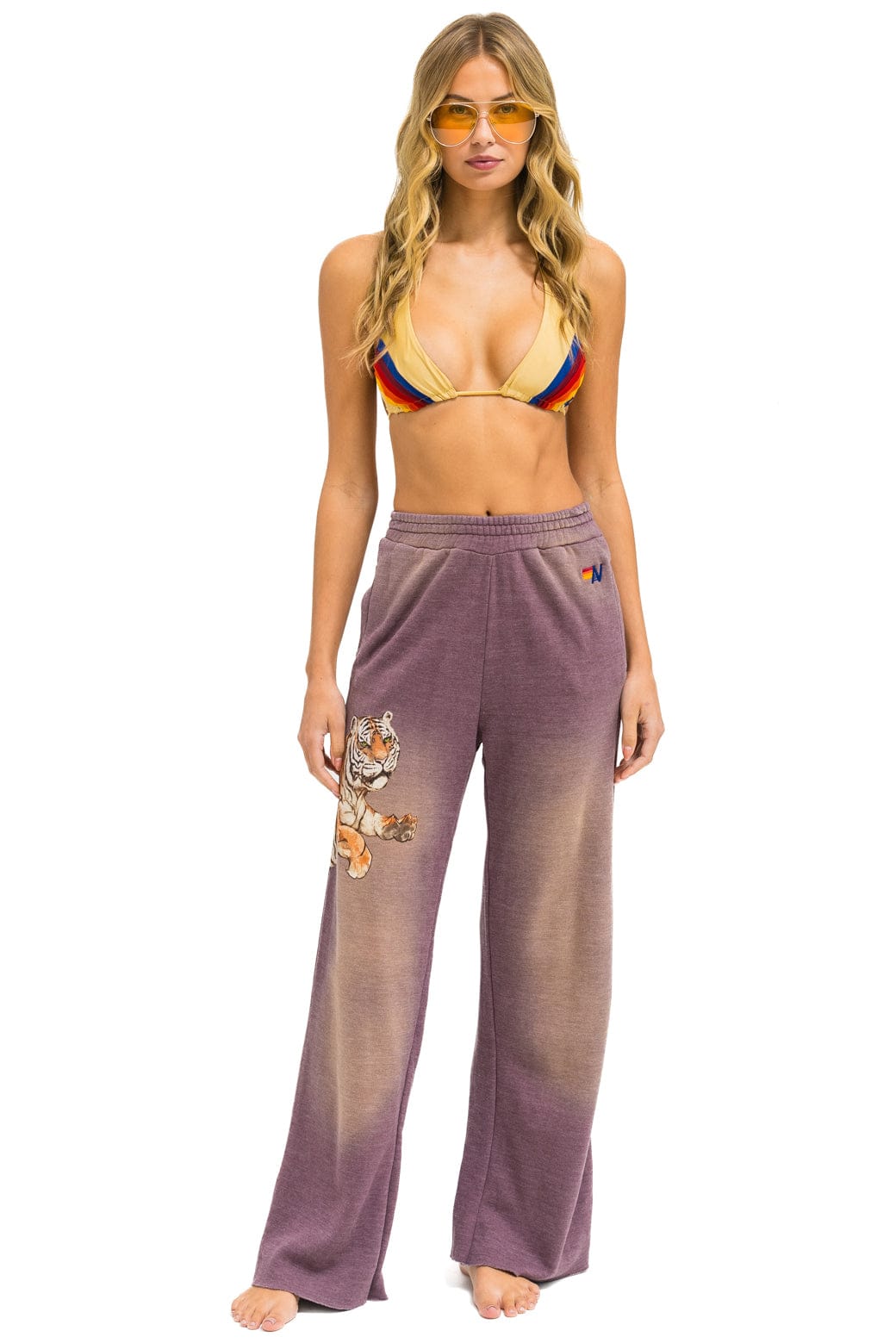 TIGER WIDE LEG POCKET SWEATPANTS - FADED MOCHA