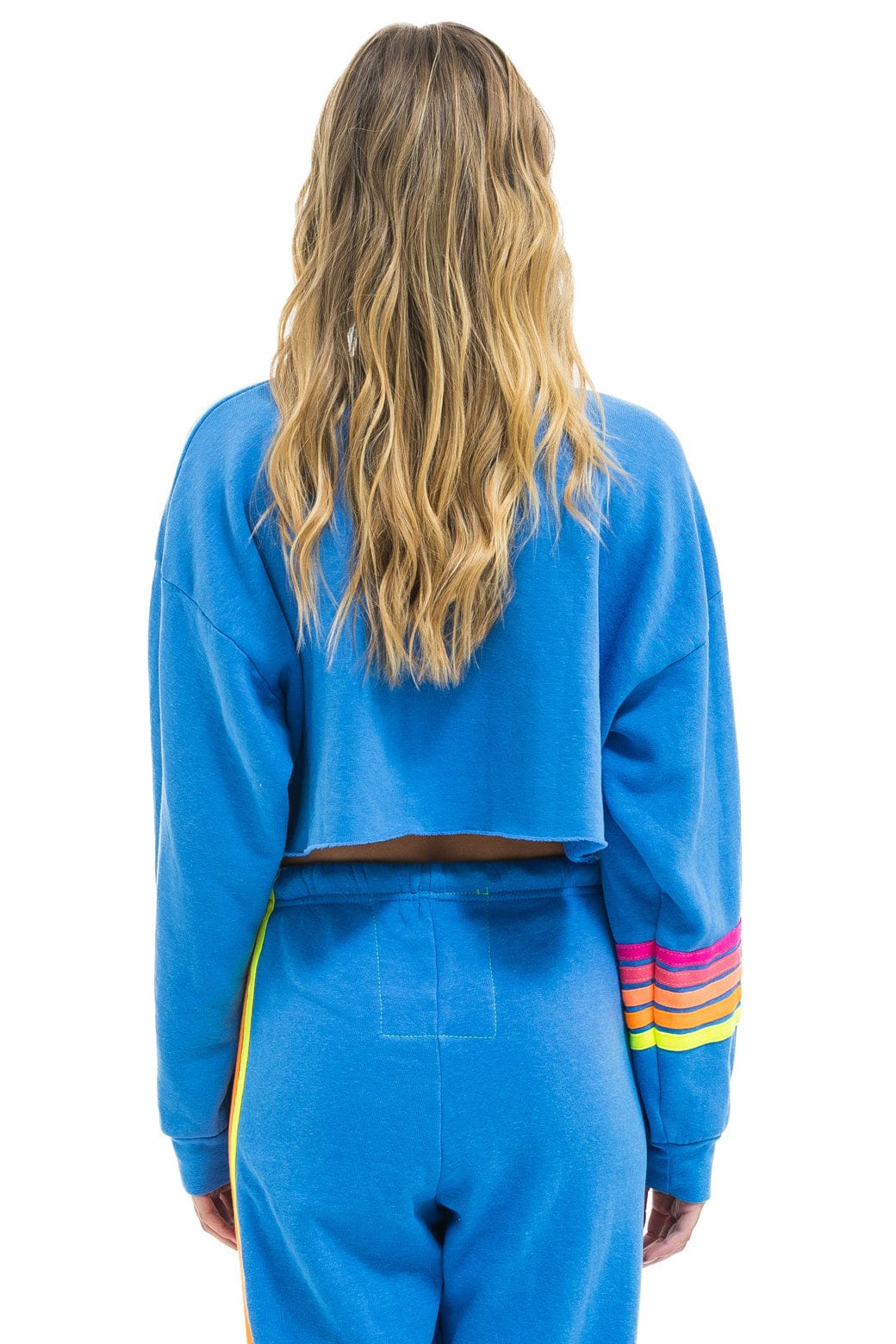 RUGBY STITCH CROPPED CREW SWEATSHIRT RELAXED - COBALT // NEON - Image 4