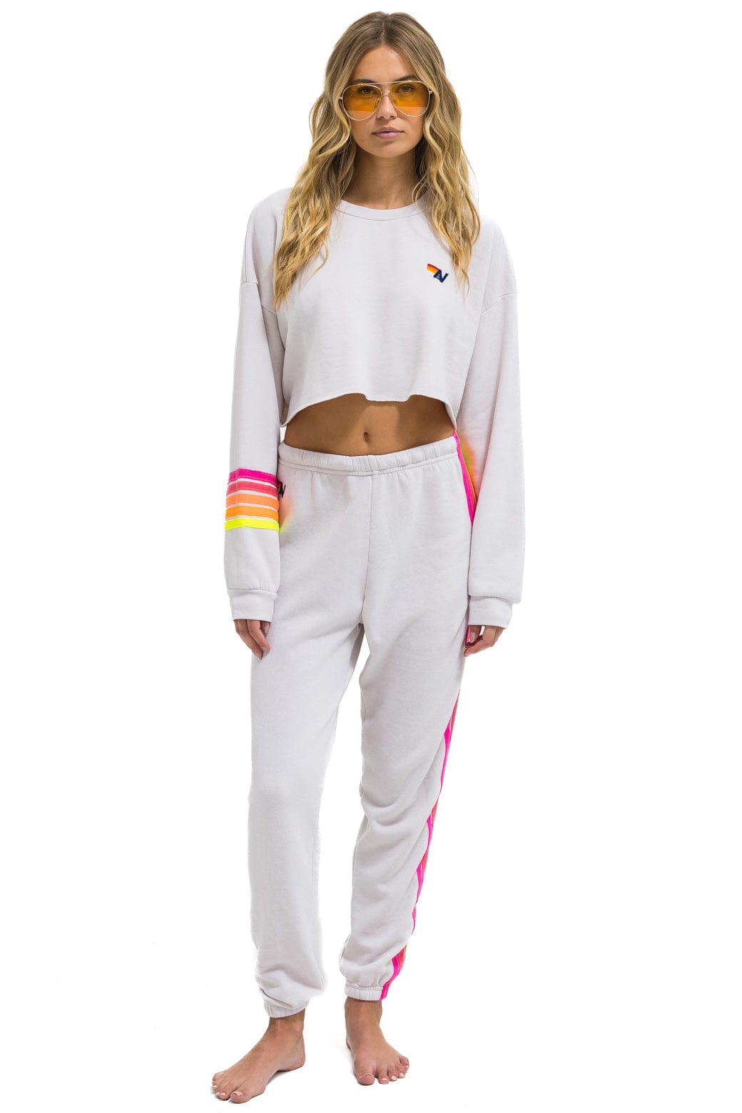5 STRIPE SWEATPANTS - DOVE // NEON - Image 5