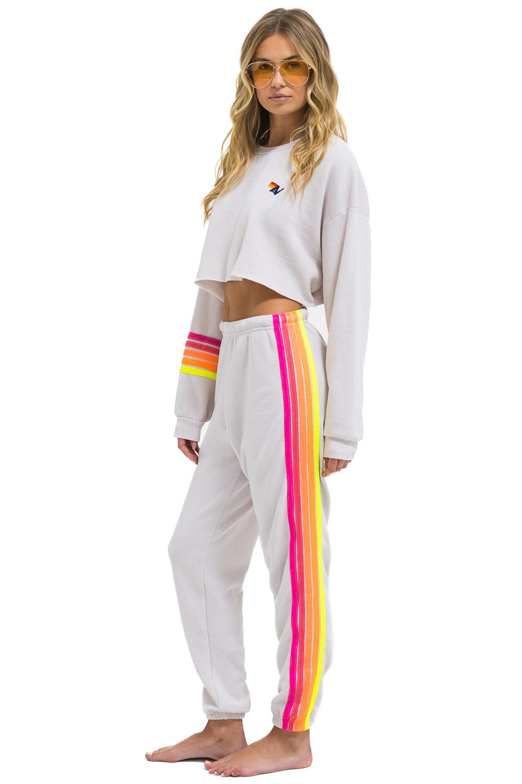 5 STRIPE SWEATPANTS - DOVE // NEON - Image 6