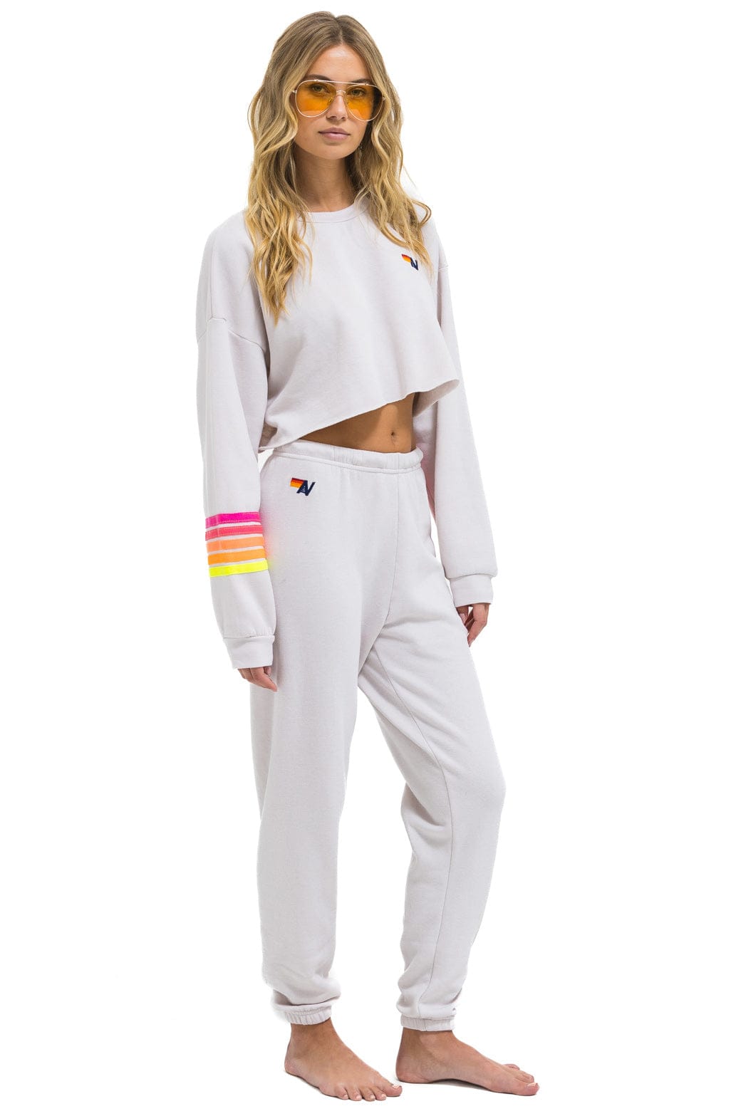 5 STRIPE SWEATPANTS - DOVE // NEON - Image 7