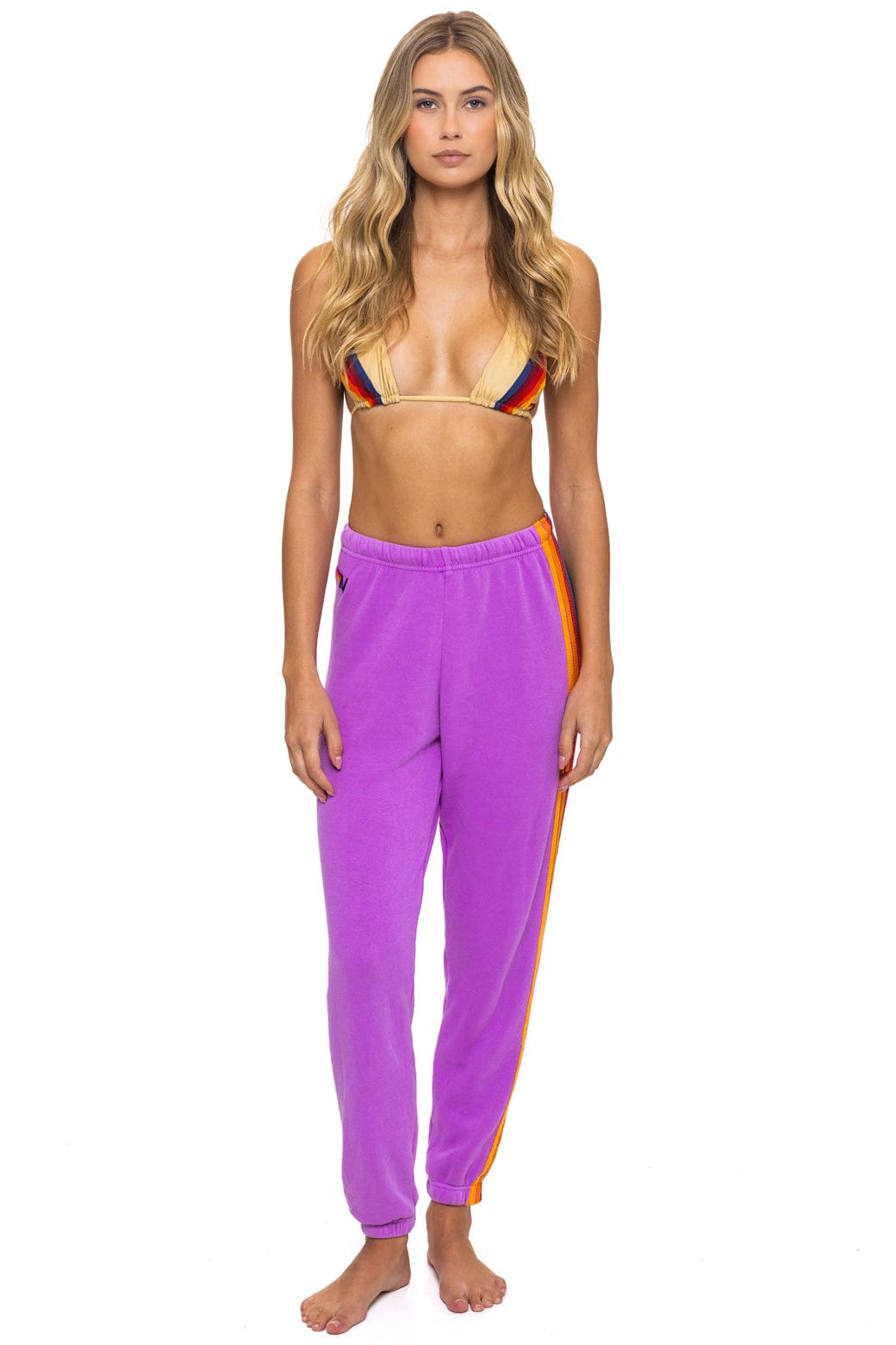 5 STRIPE SWEATPANTS - NEON PURPLE - Image 2