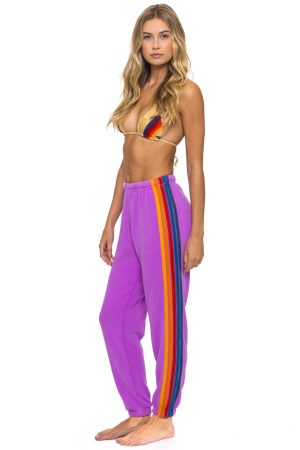 5 STRIPE SWEATPANTS - NEON PURPLE