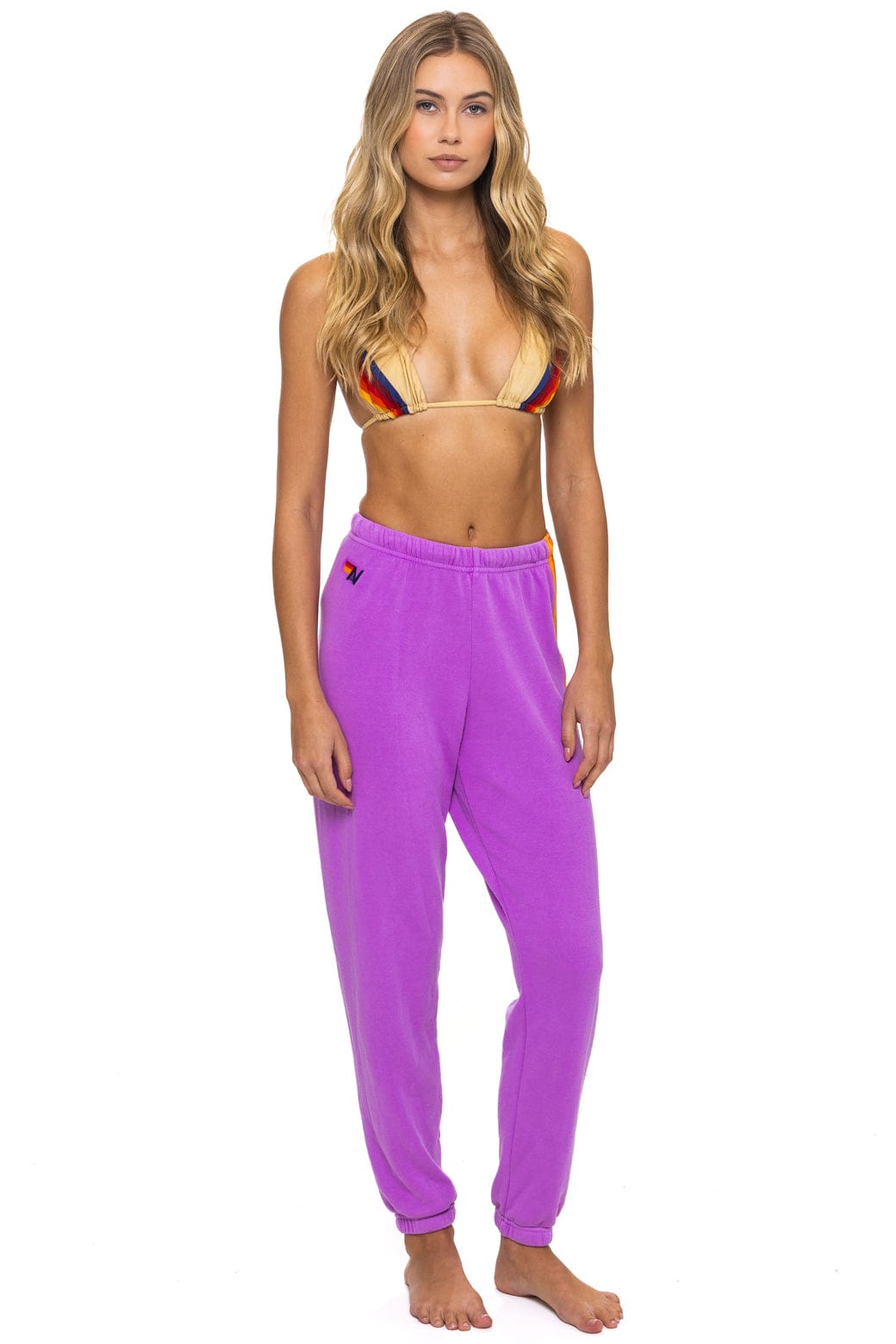 5 STRIPE SWEATPANTS - NEON PURPLE - Image 3