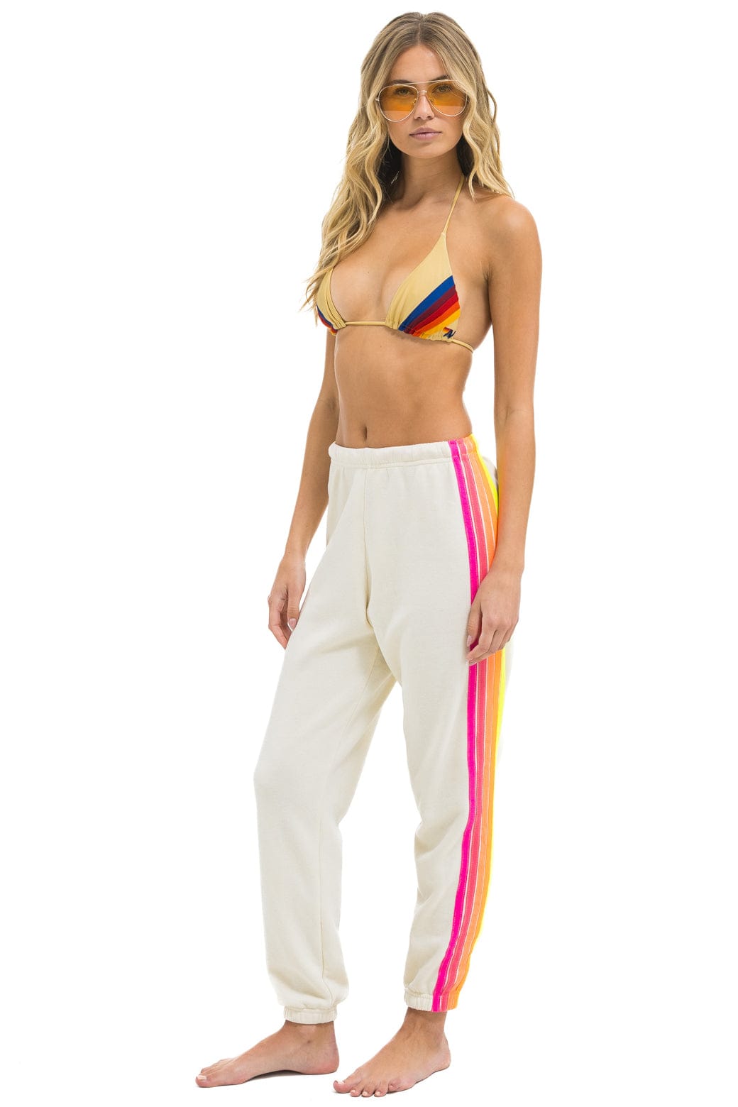 5 STRIPE SWEATPANTS - VINTAGE WHITE // NEON - Image 4