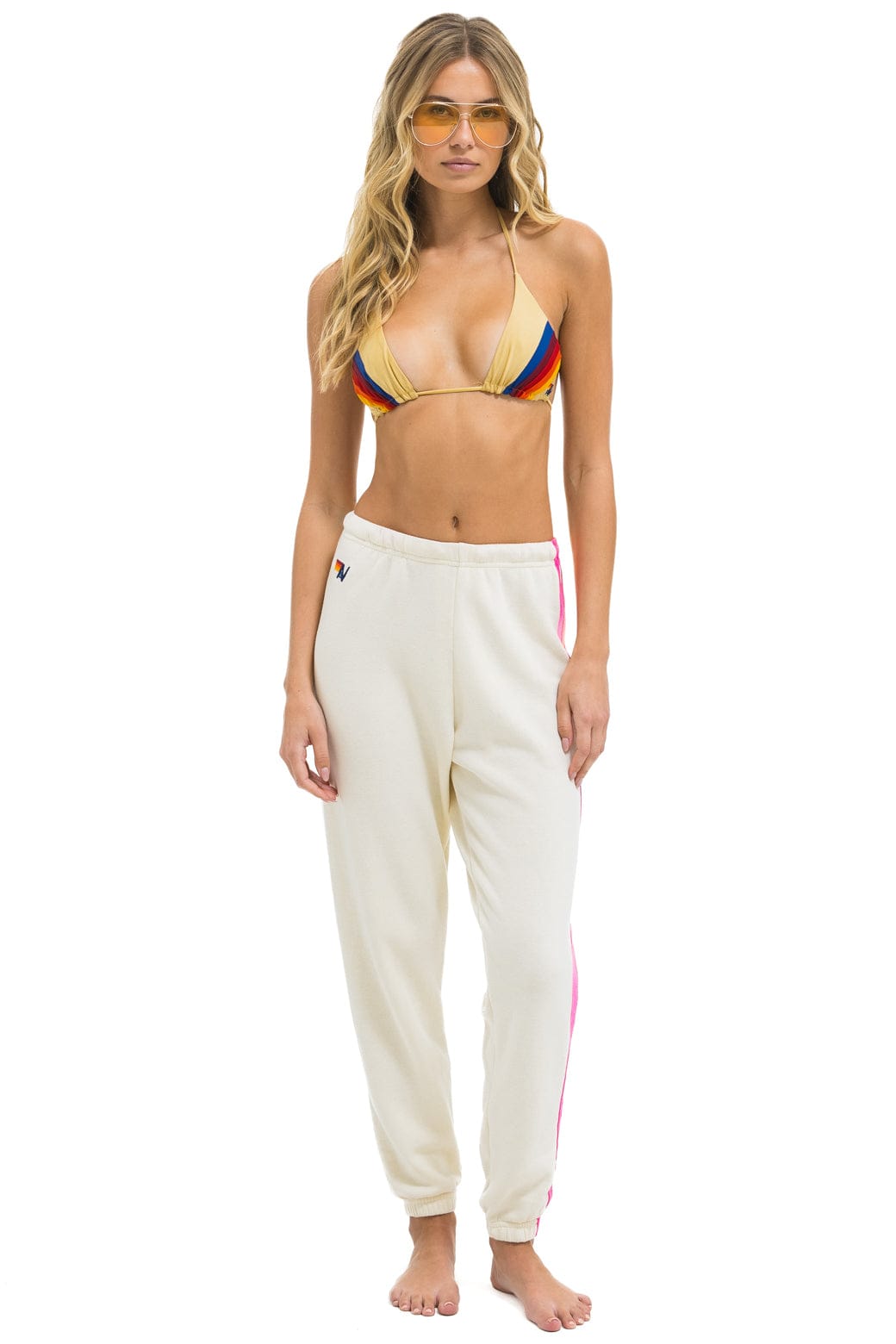 5 STRIPE SWEATPANTS - VINTAGE WHITE // NEON - Image 2