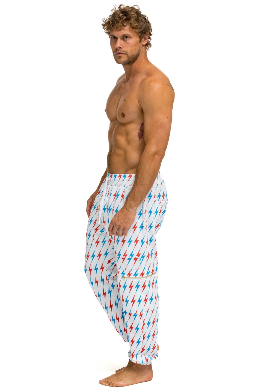 AVIATOR BOLT EMBROIDERY SWEATPANTS - WHITE // USA - Image 3