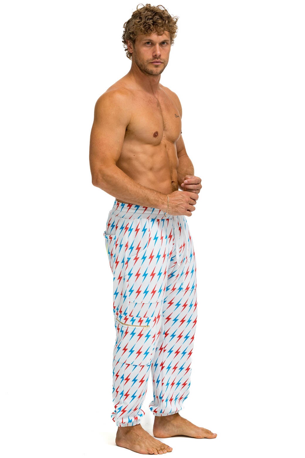 AVIATOR BOLT EMBROIDERY SWEATPANTS - WHITE // USA - Image 4