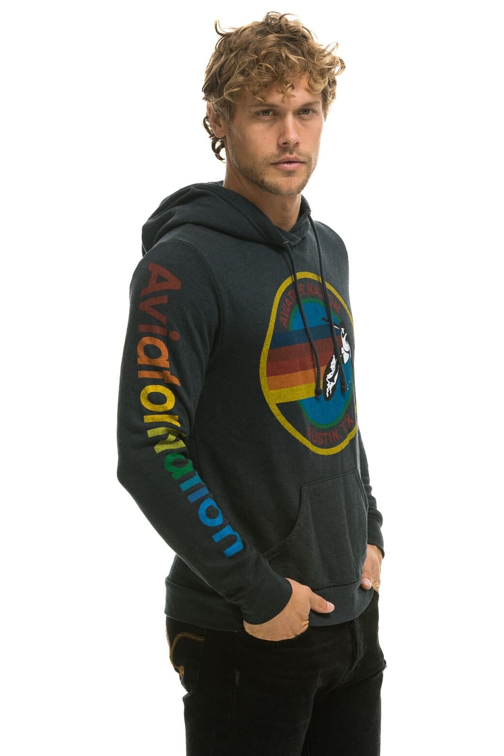 AVIATOR NATION AUSTIN PULLOVER HOODIE - CHARCOAL - Image 2