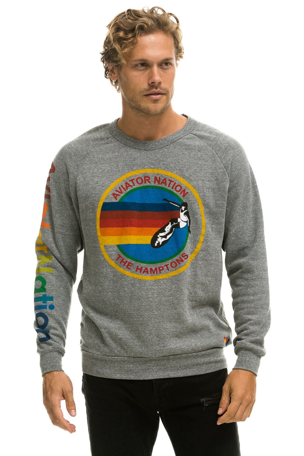 AVIATOR NATION HAMPTONS CREW SWEATSHIRT - HEATHER - Image 2