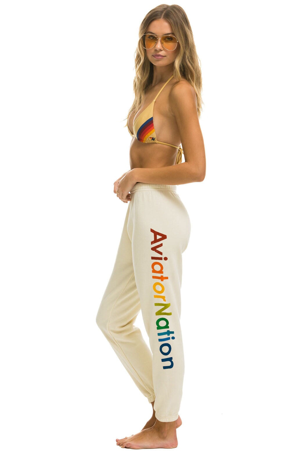 AVIATOR NATION LA JOLLA SWEATPANTS - VINTAGE WHITE - Image 2