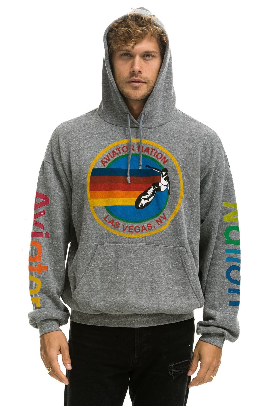 AVIATOR NATION LAS VEGAS RELAXED PULLOVER HOODIE - HEATHER GREY - Image 2