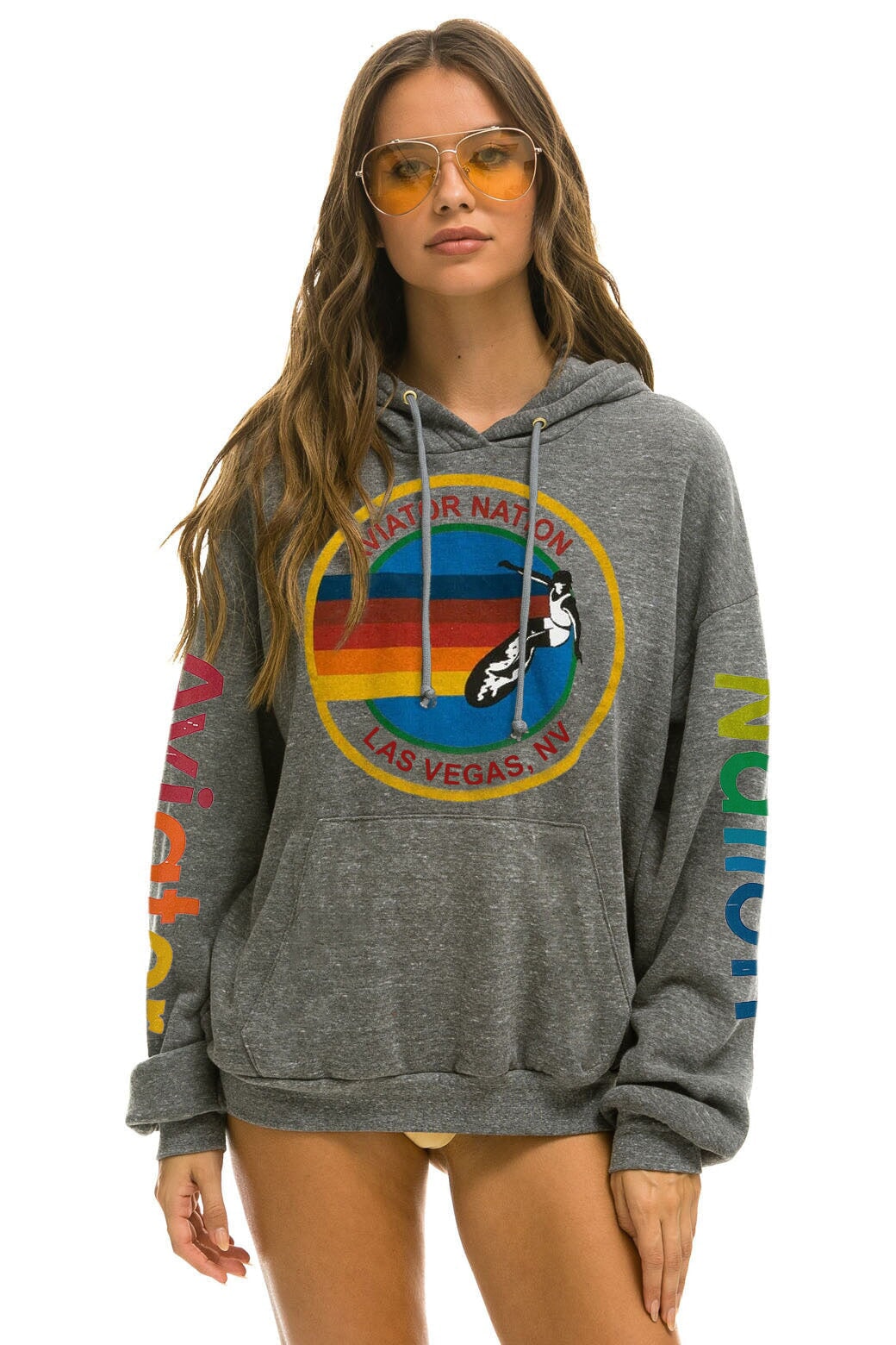 AVIATOR NATION LAS VEGAS RELAXED PULLOVER HOODIE - HEATHER GREY